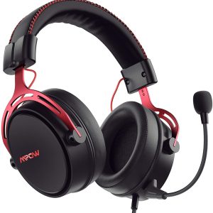 Mpow Air SE Gaming Headset 7.1 Channel Surround Sound for Xbox One PS4 PS5 PC Switch - Gaming Headphones with Fixed Mic, Over-Ear Gaming headsets with 3D Surround Sound, in-Line Control & High End Quality - Red