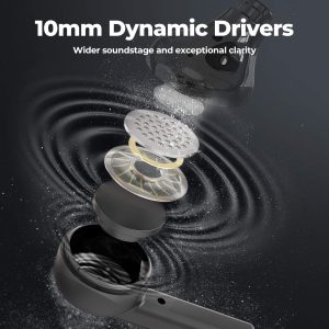 MPOW X3 V2.0 ANC Bluetooth Earphones w/4 Mics Noise Cancelling, Stereo Earbuds w/Deep Bass, 30Hrs ANC Earbuds w/USB-C Charge, Smart Touch Control, IPX8 Waterproof - Black - Image 6