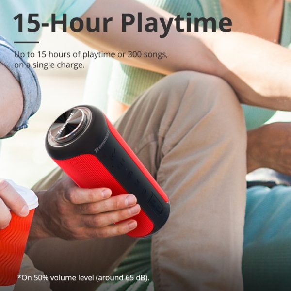 Tronsmart T6 Plus Upgraded Edition SoundPulse™ Portable Bluetooth Speaker 40W with Tri-Bass Effects, 6600mAh Powerbank, IPX6 Waterproof, TWS, NFC, 15H Playtime - Red - Image 10