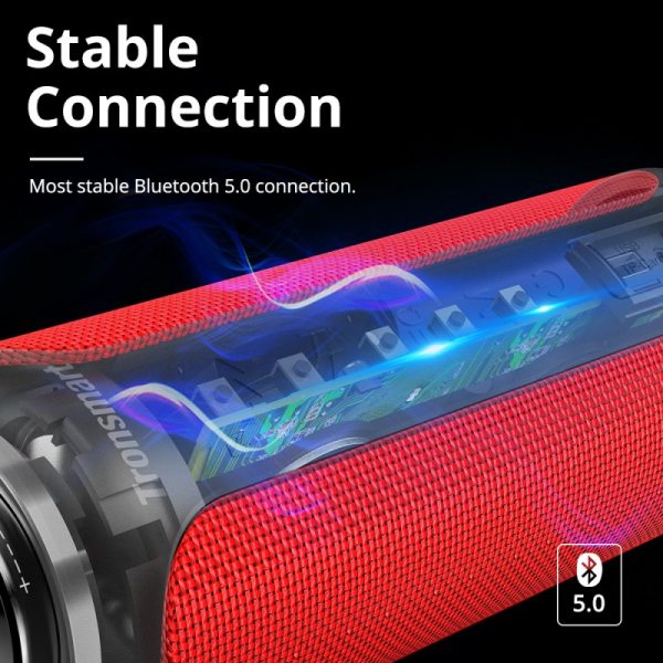 Tronsmart T6 Plus Upgraded Edition SoundPulse™ Portable Bluetooth Speaker 40W with Tri-Bass Effects, 6600mAh Powerbank, IPX6 Waterproof, TWS, NFC, 15H Playtime - Red - Image 13