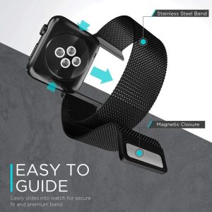 Raptic Mesh Band X Doria made with Real Stainless Steel for Apple Watch Models 7/6/SE/5/4/3/2/1 45 mm / 44 mm / 42 mm - Silver - Image 2