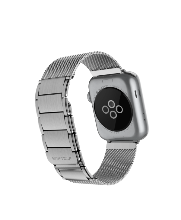 Raptic Classic Plus Band made with Real Stainless Steel for Apple Watch Models 6/SE/5/4/3/2/1 44 mm / 42 mm - Silver - Image 3