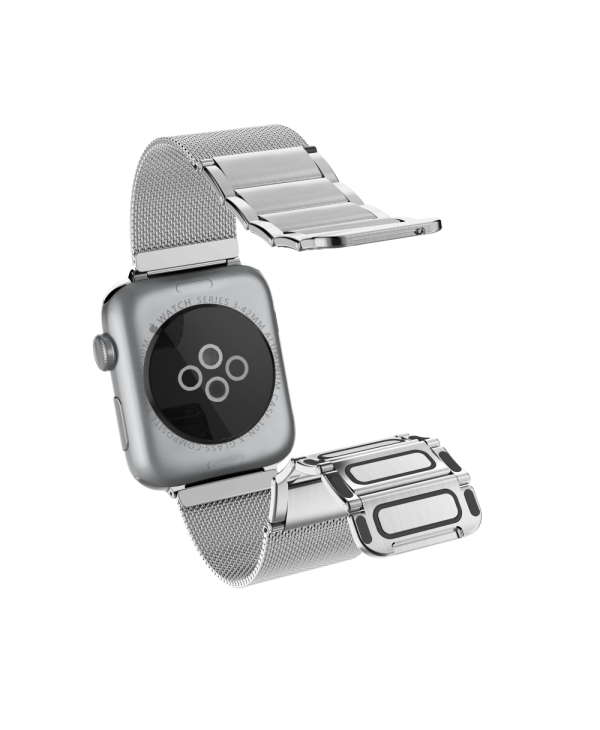 Raptic Classic Plus Band made with Real Stainless Steel for Apple Watch Models 6/SE/5/4/3/2/1 44 mm / 42 mm - Silver - Image 2