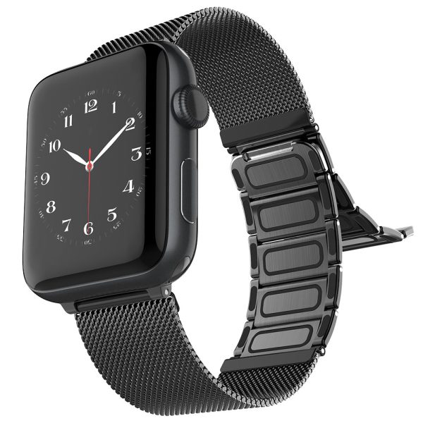 Raptic Classic Plus Band made with Real Stainless Steel for Apple Watch Models 6/SE/5/4/3/2/1 44 mm / 42 mm - Black - Image 1