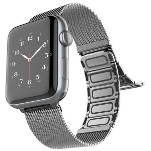 Raptic Classic Plus Band made with Real Stainless Steel for Apple Watch Models 6/SE/5/4/3/2/1 44 mm / 42 mm - Silver