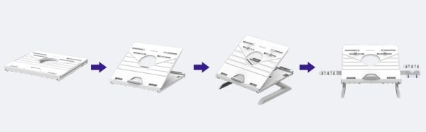 Tronsmart D07 Foldable Adjustable Laptop Riser with Phone Holders, Compatible with 10 to 17-in Laptops, Tablets - White - Image 9