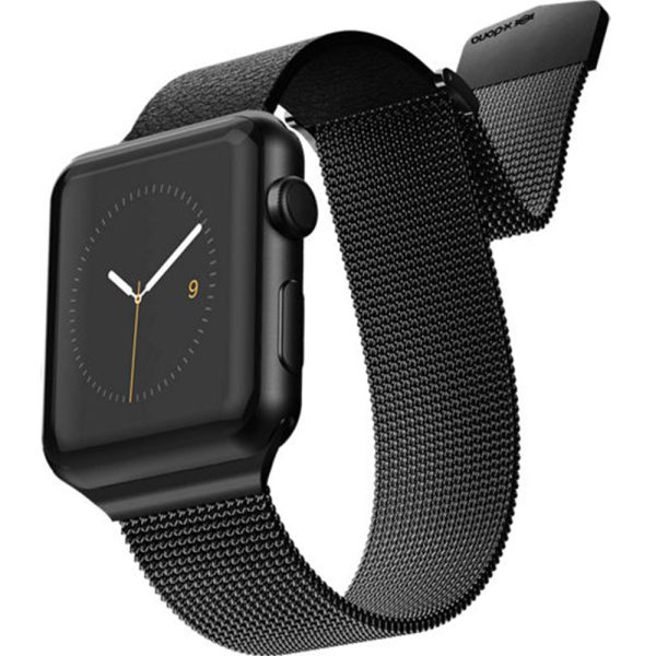 hybrid-mesh-black Raptic Hybrid Mesh Band made with Real Stainless Steel & Leather for Apple Watch Models 6/SE/5/4/3/2/1 44 mm / 42 mm - Black - Image 1