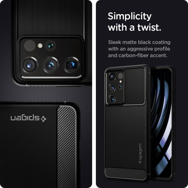 Galaxy S21 Ultra Rugged Armor Case by Spigen ACS02349 - Matte Black - Image 4