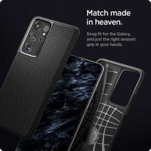 Galaxy S21 Ultra Liquid Air Case by Spigen ACS02350 - Matte Black - Image 3