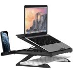Tronsmart D07 Foldable Adjustable Laptop Riser with Phone Holders, Compatible with 10 to 17-in Laptops, Tablets - Black