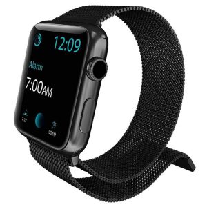 Raptic Mesh Band X Doria made with Real Stainless Steel for Apple Watch Models 6/SE/5/4/3/2/1 44 mm / 42 mm - Black