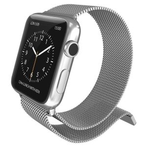 Raptic Mesh Band X Doria made with Real Stainless Steel for Apple Watch Models 7/6/SE/5/4/3/2/1 45 mm / 44 mm / 42 mm - Silver