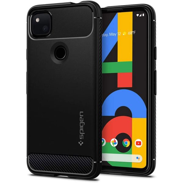 Google Pixel 4a Rugged Armor by Spigen ACS01015 - Matte Black - Image 1