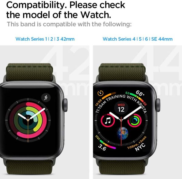 613spIlhKtL._AC_SL1000_ Spigen Lite Fit Ultra Band Designed for Apple Watch Ultra 2 / 1 49mm & Apple Watch Series 9 / 8 / 7 / 6 / 5 / 4 / 3 - Khaki Green - AMP02288 - Image 5
