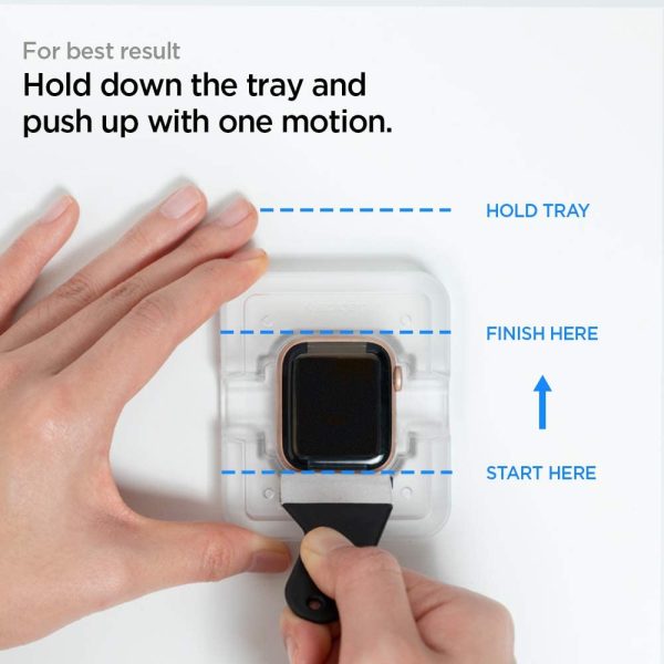 61Tb9-zqEvL._AC_SL1000_ Apple Watch Screen Protector ProFlex by Spigen for 44mm Models 6/SE/5/4 with Auto Alignment Kit - Clear - 2 PACK - AFL01220 - Image 8