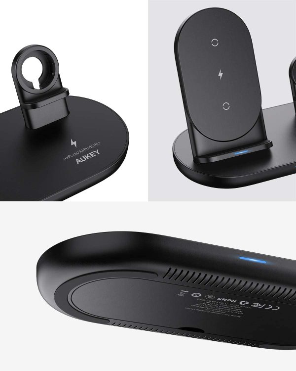 AUKEY 3 in 1 Wireless Charging Station, Charging Stand for iPhone 12/12 Pro Max, Apple Watch, AirPods Pro - LC-A3 - Image 6
