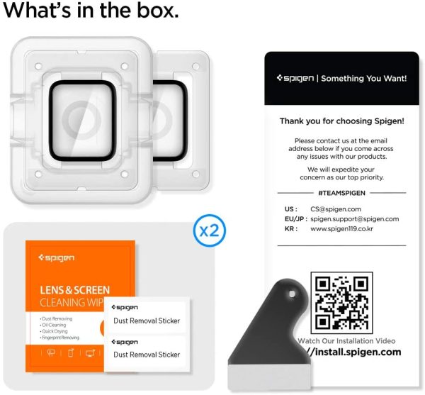 61iKDACuWUL._AC_SL1000_ Apple Watch Screen Protector ProFlex by Spigen for 44mm Models 6/SE/5/4 with Auto Alignment Kit - Clear - 2 PACK - AFL01220 - Image 6
