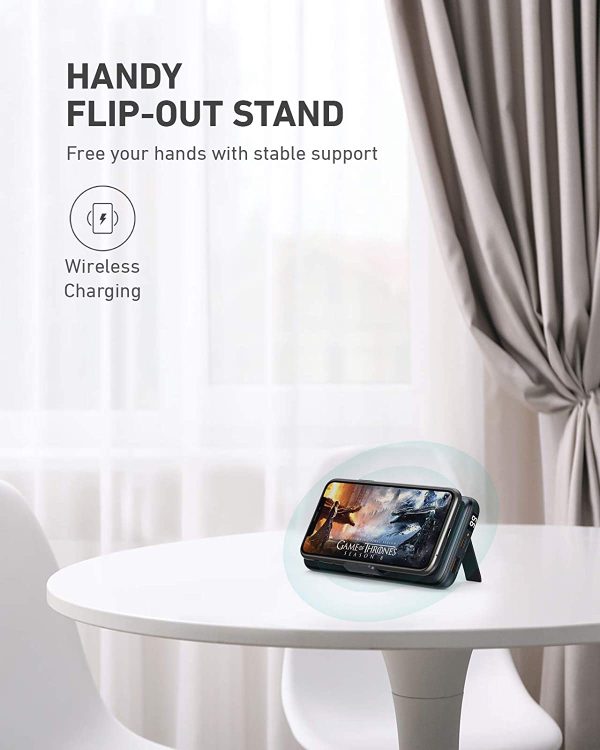 Wireless Portable Charger 20000mAh, AUKEY USB C Power Bank PD 3.0 with Foldable Stand, Quick Charge 3.0 Cell Phone External Battery Pack - PB-WL03S - Gray - Image 4