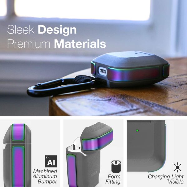Raptic Trek Airpods 1 / 2 Case - Anodized Aluminum, TPU, and Polycarbonate Protective Case - Iridiscent - Image 5