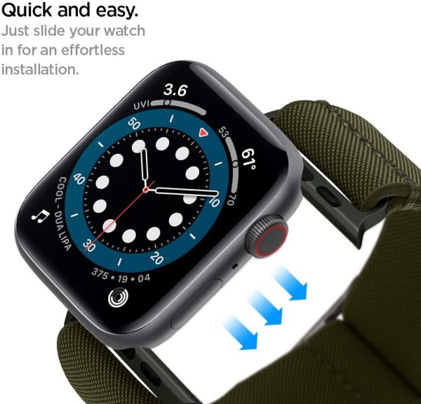 61xX1y1BpdL._AC_SL1000_ Spigen Lite Fit Ultra Band Designed for Apple Watch Ultra 2 / 1 49mm & Apple Watch Series 9 / 8 / 7 / 6 / 5 / 4 / 3 - Khaki Green - AMP02288 - Image 3