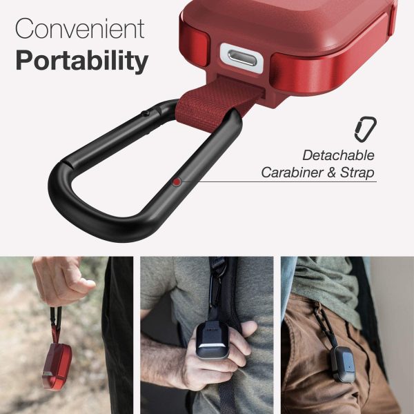 Raptic Trek Airpods 1 / 2 Case - Anodized Aluminum, TPU, and Polycarbonate Protective Case - Red - Image 5