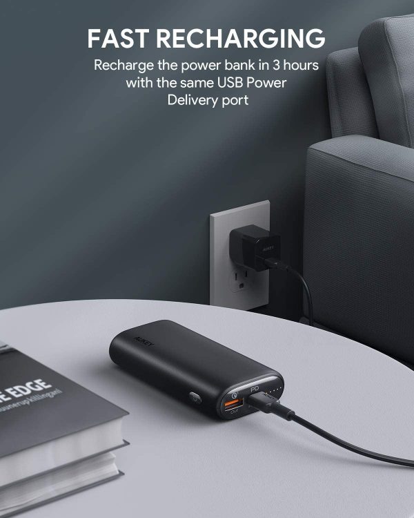 AUKEY Sprint Go mini Portable Charger 10000mAh, USB C Power Bank with 18W PD & Quick Charge 3.0, Portable Phone Charger Compatible with iPhone 12/12 Pro/XS/XR, AirPods, Samsung and Google Pixel - PB-Y36 - Black - Image 5
