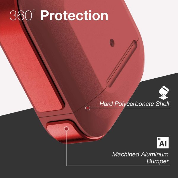 Raptic Trek Airpods 1 / 2 Case - Anodized Aluminum, TPU, and Polycarbonate Protective Case - Red - Image 6