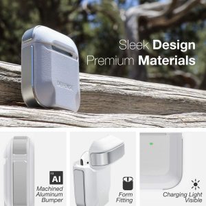 Raptic Trek Airpods 1 / 2 Case - Anodized Aluminum, TPU, and Polycarbonate Protective Case - Silver - Image 4