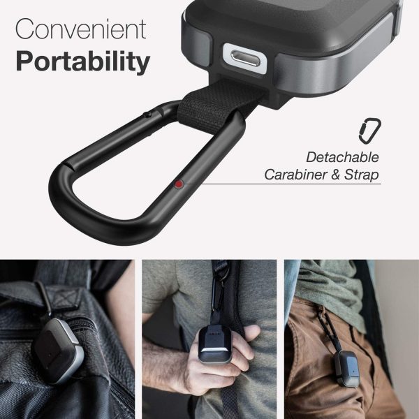 Raptic Trek Airpods 1 / 2 Case - Anodized Aluminum, TPU, and Polycarbonate Protective Case - Black - Image 2