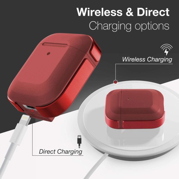 Raptic Trek Airpods 1 / 2 Case - Anodized Aluminum, TPU, and Polycarbonate Protective Case - Red - Image 2