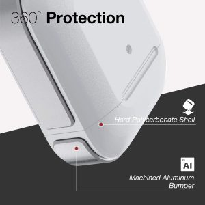 Raptic Trek Airpods 1 / 2 Case - Anodized Aluminum, TPU, and Polycarbonate Protective Case - Silver - Image 5