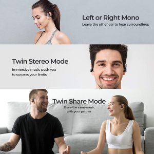 MPOW Flame Solo Sports True Wireless Earbuds with Bass+, Fast Charging / USB-C  & 28H Playtime - Black - Image 2