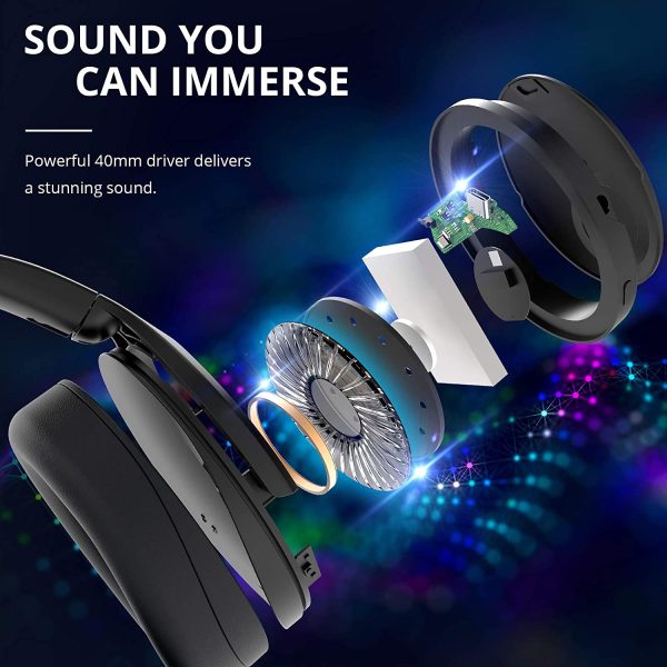 Tronsmart Apollo Q10 Hybrid Active Noise Cancelling Bluetooth 5.0 Headphones, 100H Playtime. Wireless foldable Headset Over Ear Bluetooth headphones with 5 Mics, Touch Control, Smart APP Control - Image 8