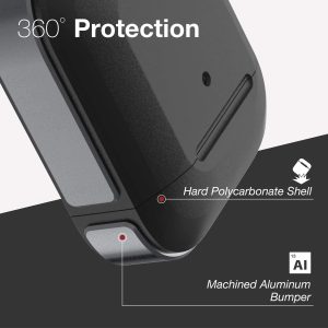 Raptic Trek Airpods 1 / 2 Case - Anodized Aluminum, TPU, and Polycarbonate Protective Case - Black - Image 4