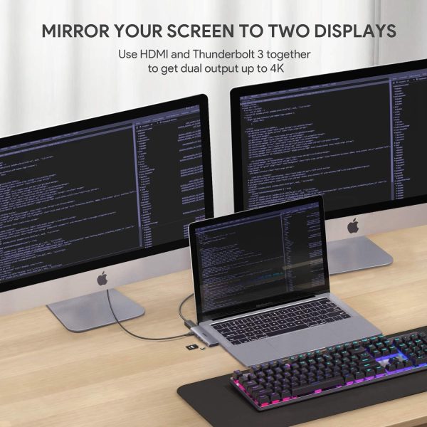 AUKEY USB C Hub 7 in 1 MacBook Pro with 4K HDMI, Thunderbolt 3, 2 USB 3.0, USB-C Data Port, SD and MicroSD Card Reader USB Type C Hub - CB-C76 - Image 7