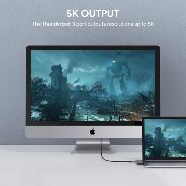 AUKEY USB C Hub 7 in 1 MacBook Pro with 4K HDMI, Thunderbolt 3, 2 USB 3.0, USB-C Data Port, SD and MicroSD Card Reader USB Type C Hub - CB-C76 - Image 8