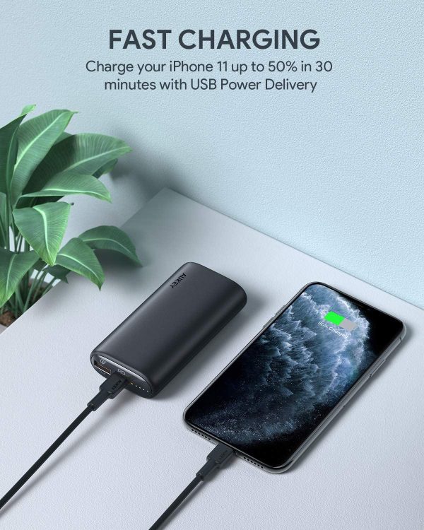 AUKEY Sprint Go mini Portable Charger 10000mAh, USB C Power Bank with 18W PD & Quick Charge 3.0, Portable Phone Charger Compatible with iPhone 12/12 Pro/XS/XR, AirPods, Samsung and Google Pixel - PB-Y36 - Black - Image 8