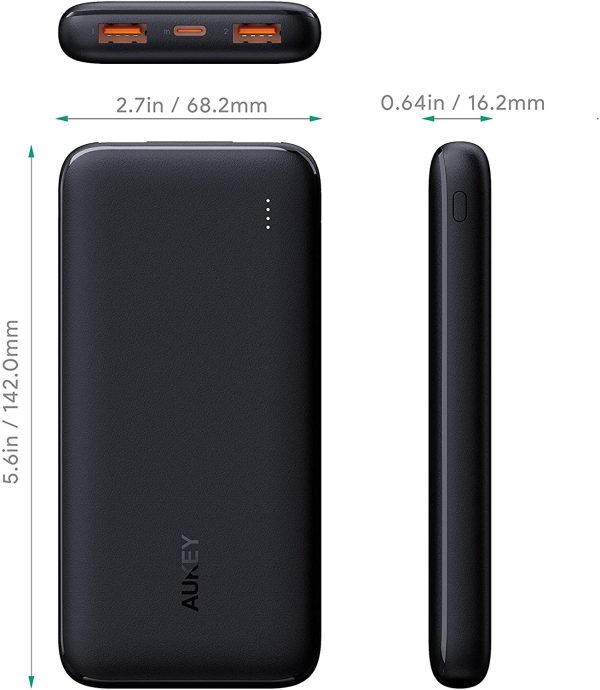 AUKEY USB C Power Bank 10000mAh Portable Charger, Triple Outputs High-Speed External Battery Pack - PB-N73S - Black - Image 7