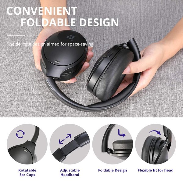 Tronsmart Apollo Q10 Hybrid Active Noise Cancelling Bluetooth 5.0 Headphones, 100H Playtime. Wireless foldable Headset Over Ear Bluetooth headphones with 5 Mics, Touch Control, Smart APP Control - Image 2