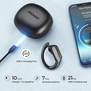 MPOW Flame Solo Sports True Wireless Earbuds with Bass+, Fast Charging / USB-C  & 28H Playtime - Black - Image 6