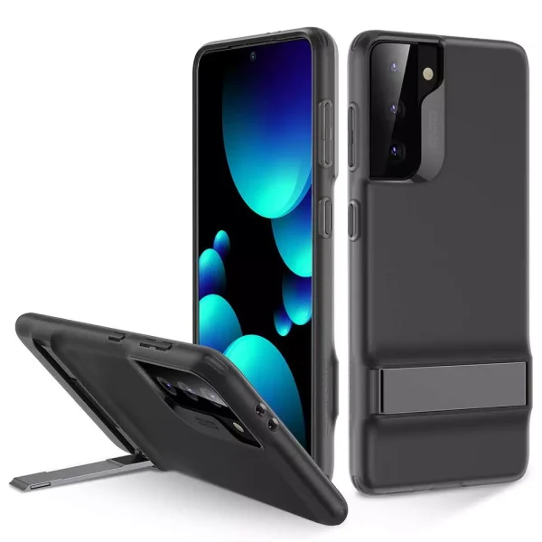 Galaxy S21 Plus Air Shield Boost Back Case with Kickstand by ESR – Crystal Black - Image 1
