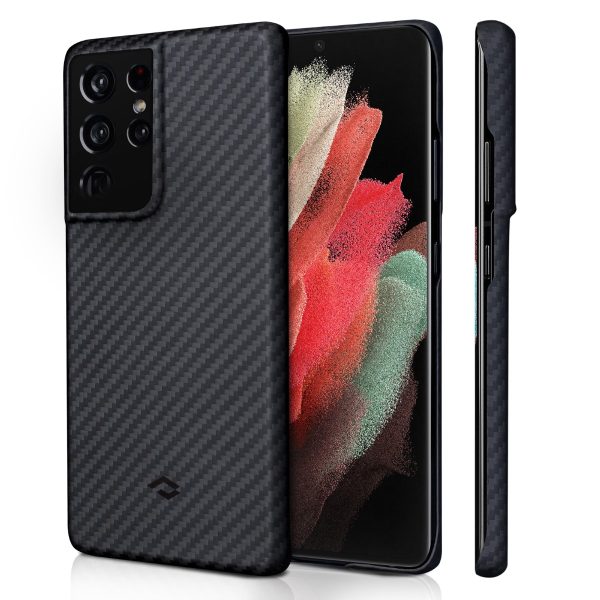 1 Galaxy S21 Ultra Aramid MagEZ Case by PITAKA - Black / Grey Twill - Image 1