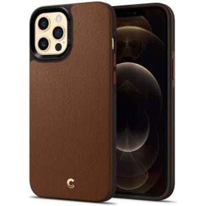 Apple iPhone 12 Pro Max Leather Brick by CYRILL Spigen - ACS01649 - Saddle Brown