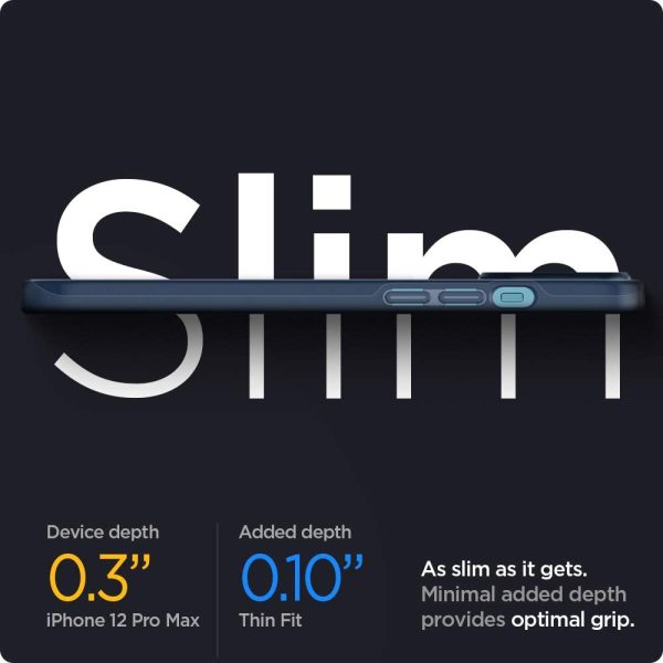 Apple iPhone 12 Pro Max Thin Fit Case by Spigen - ACS02480 - Deep Blue - Image 3