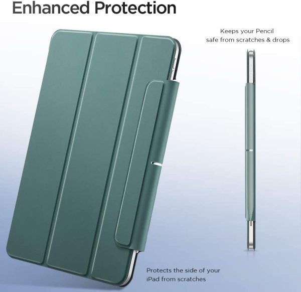 iPad Air 5 2022 /iPad Air 4 2020 Rebound Magnetic Smart Case Convenient Magnetic Attachment Supports Pencil Pairing & Charging - Cactus Green - Image 3