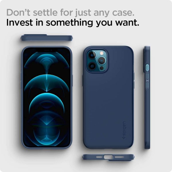 Apple iPhone 12 Pro Max Thin Fit Case by Spigen - ACS02480 - Deep Blue - Image 10