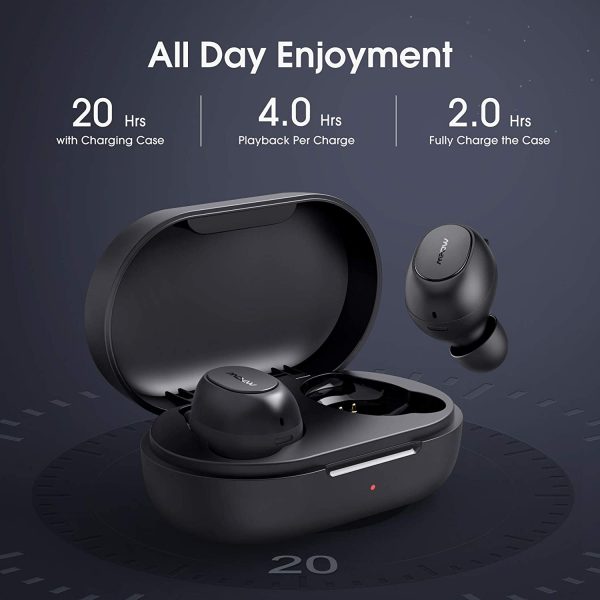 Mpow MDots - Precise Control Wireless Earphones, IPX6 Waterproof Sport Earbuds, 20 Hrs w/Twin&Mono Mode/Mics - Black - Image 2