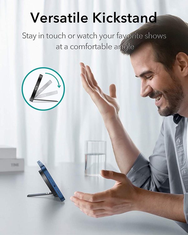 ESR HaloLock Kickstand Wireless Charger, Compatible with iPhone 12/12 mini/12 Pro/12 Pro Max and Magnetic Cases, with 5 ft (1.5 m) Removable Cable (Adapter Not Included) - Black - Image 3