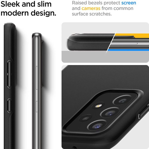 Galaxy A72 Thin Fit Slim Case by Spigen Matte Black ACS02323 - Image 6