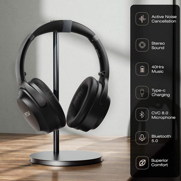 MPOW H12 IPO Active Noise Cancelling Wireless Over Ear Headphones with Deep BASS - Black - Image 6